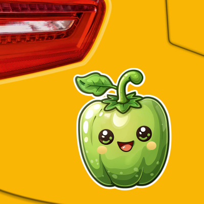 Se Kawaii Paprika Grn Aufkleber Cartoon - Ansicht 3