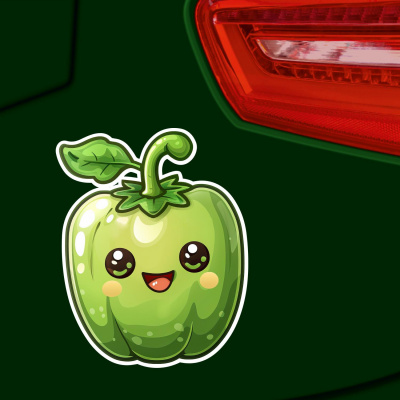 Se Kawaii Paprika Grn Aufkleber Cartoon - Ansicht 4