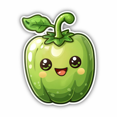 Se Kawaii Paprika Grn Aufkleber Cartoon
