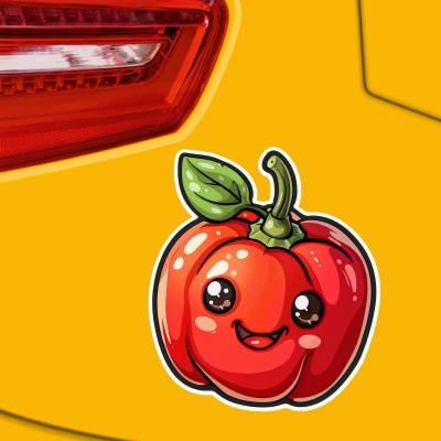 Se Kawaii Paprika Rot Aufkleber Cartoon - Ansicht 2