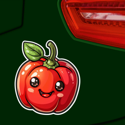 Se Kawaii Paprika Rot Aufkleber Cartoon - Ansicht 3