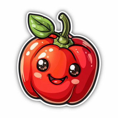Se Kawaii Paprika Rot Aufkleber Cartoon