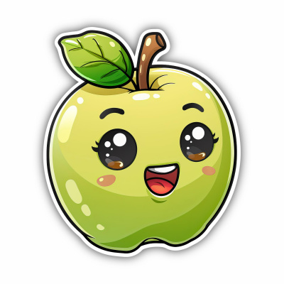 Se Kawaii Apfel Aufkleber Cartoon