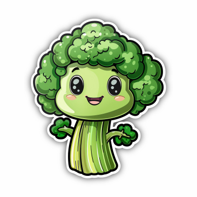 Se Kawaii Brokkoli Aufkleber Cartoon
