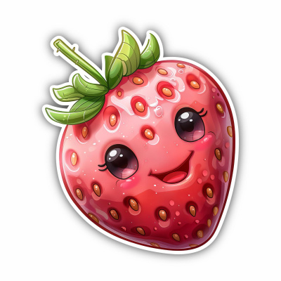 Se Kawaii Erdbeere Aufkleber Cartoon