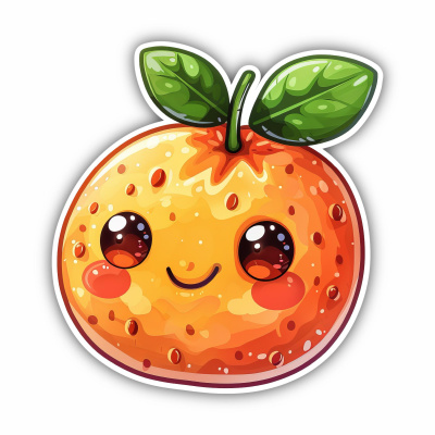 Süße Kawaii Orange Aufkleber Cartoon - Ansicht 1