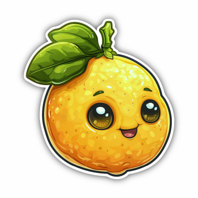 Se Kawaii Zitrone Aufkleber Cartoon