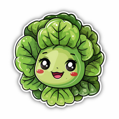 Ser Kawaii Salatkopf Aufkleber Cartoon