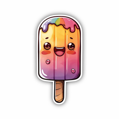 Süßer Kawaii Eis am Stiel Aufkleber Cartoon