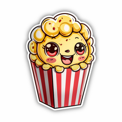 Süßes Kawaii Popcorn Aufkleber Cartoon