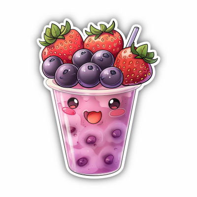 Süßer Kawaii Smoothie Aufkleber Cartoon