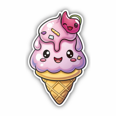 Süßes Kawaii Softeis Aufkleber Cartoon