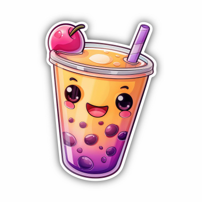 Ser Kawaii Eistee Bubble Tea Aufkleber Cartoon