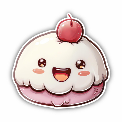 Süßer Kawaii Mochi Reis Kuchen Aufkleber Cartoon