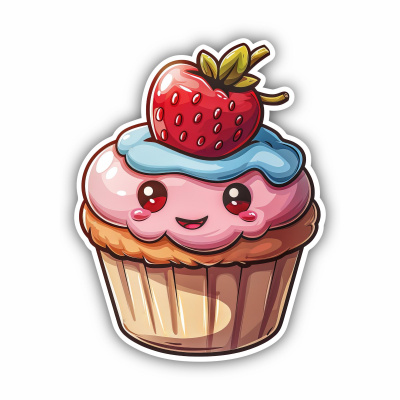 Süßer Kawaii Cupcake Muffin Aufkleber Cartoon