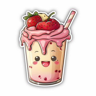 Süßer Kawaii Milkshake Aufkleber Cartoon