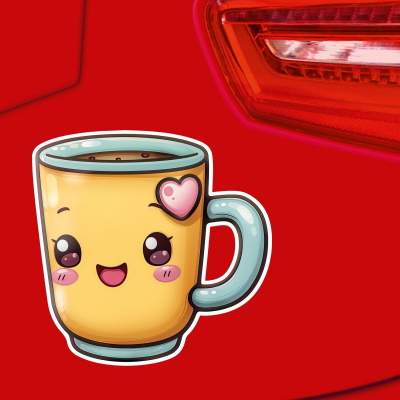 Se Kawaii Kaffeetasse Aufkleber Cartoon - Ansicht 4