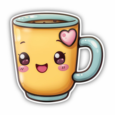 Süße Kawaii Kaffeetasse Aufkleber Cartoon