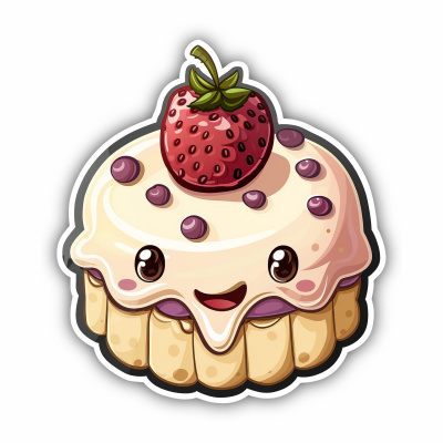 Süßer Kawaii Kuchen Aufkleber Cartoon