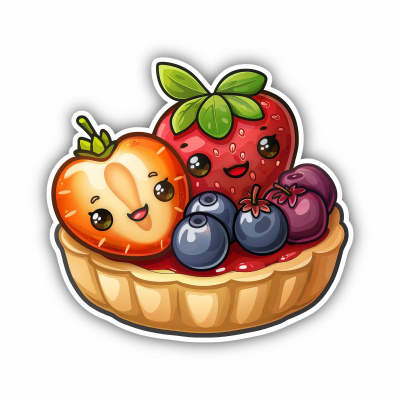 Süße Kawaii Erdbeer-Tarte Aufkleber Cartoon