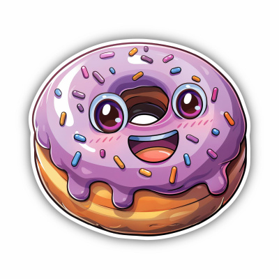 Süßer Kawaii Donut Aufkleber Cartoon