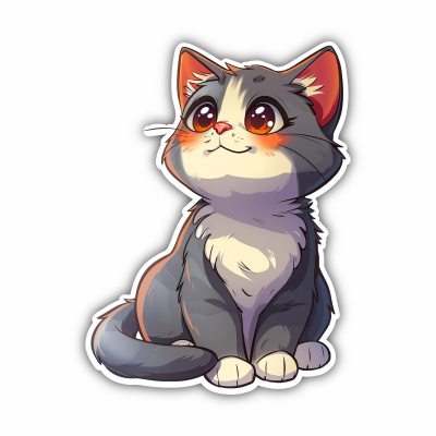 Se Kawaii Katze Aufkleber Cartoon