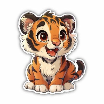 Ser Kawaii Tiger Aufkleber Cartoon