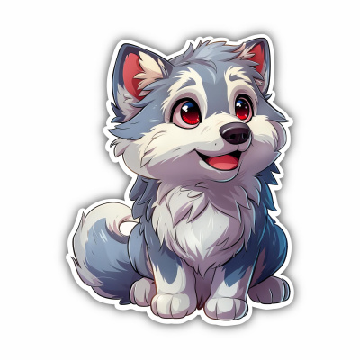 Ser Kawaii Wolf Aufkleber Cartoon