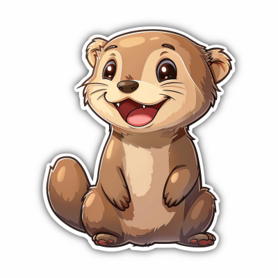 Ser Kawaii Otter Aufkleber Cartoon