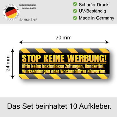 Aufkleber Stop Keine Werbung Gelb
