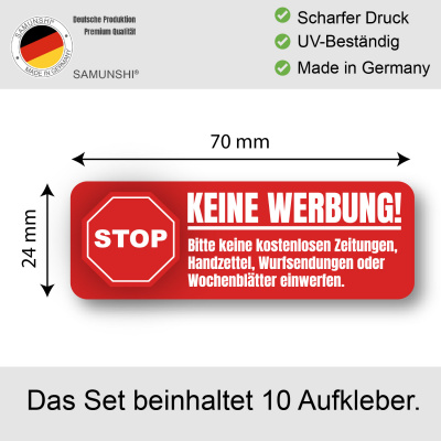 Aufkleber Stop Keine Werbung Rot
