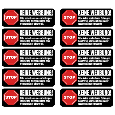 Aufkleber Stop Keine Werbung Schwarz - Ansicht 1