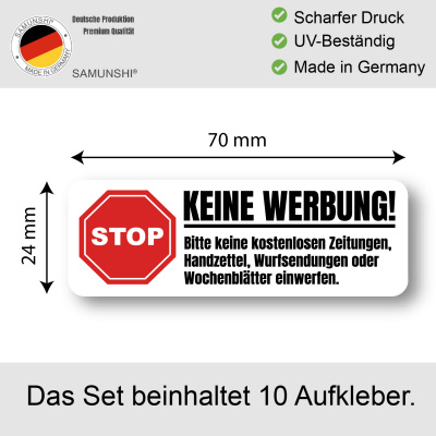 Aufkleber Stop Keine Werbung Wei