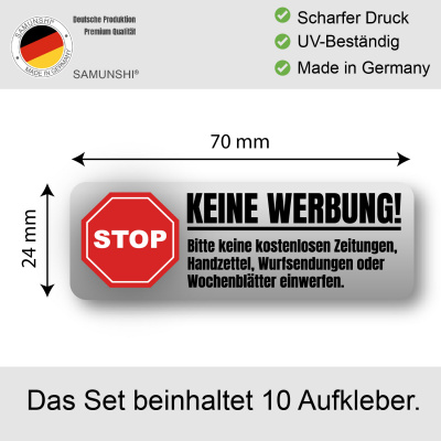 Aufkleber Stop Keine Werbung Grau