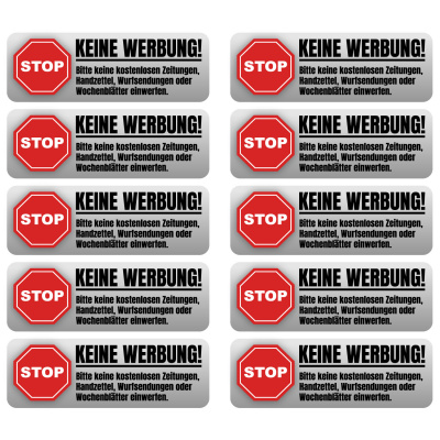 Aufkleber Stop Keine Werbung Grau - Ansicht 1
