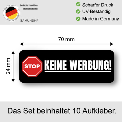 Aufkleber Keine Werbung Schwarz