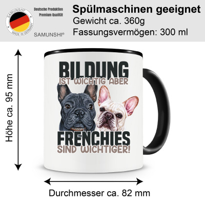 Tasse mit dem Motiv Bildung Wichtig Frenchie Wichtiger - Ansicht 2