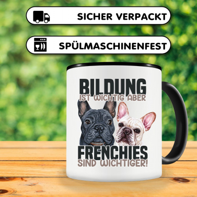Tasse mit dem Motiv Bildung Wichtig Frenchie Wichtiger - Ansicht 3