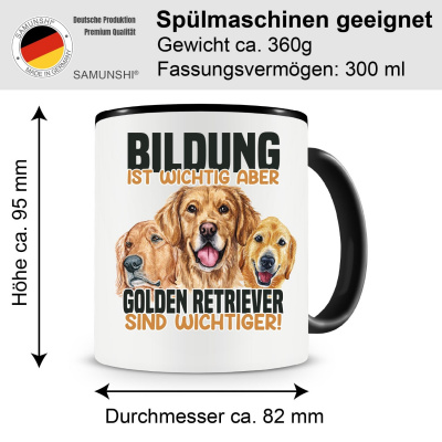 Tasse mit dem Motiv Bildung Wichtig Golden Retriever Wichtiger - Ansicht 2
