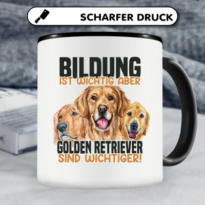 Tasse mit dem Motiv Bildung Wichtig Golden Retriever Wichtiger - Ansicht 4