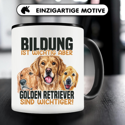 Tasse mit dem Motiv Bildung Wichtig Golden Retriever Wichtiger - Ansicht 5