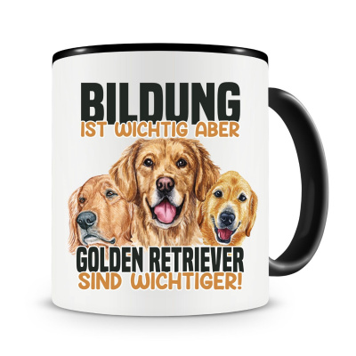 Tasse mit dem Motiv Bildung Wichtig Golden Retriever Wichtiger