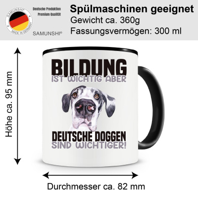 Tasse mit dem Motiv Bildung Wichtig Deutsche Dogge Wichtiger - Ansicht 2