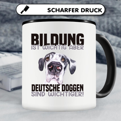 Tasse mit dem Motiv Bildung Wichtig Deutsche Dogge Wichtiger - Ansicht 4