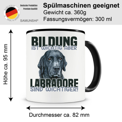 Tasse mit dem Motiv Bildung Wichtig Labradore Wichtiger - Ansicht 2