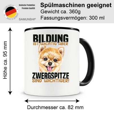 Tasse mit dem Motiv Bildung Wichtig Zwergspitze Wichtiger - Ansicht 2