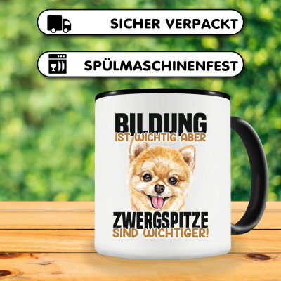 Tasse mit dem Motiv Bildung Wichtig Zwergspitze Wichtiger - Ansicht 3