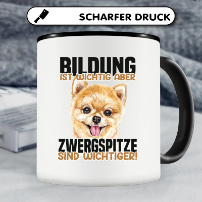 Tasse mit dem Motiv Bildung Wichtig Zwergspitze Wichtiger - Ansicht 4