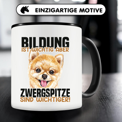 Tasse mit dem Motiv Bildung Wichtig Zwergspitze Wichtiger - Ansicht 5
