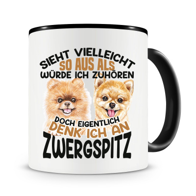 Tasse mit dem Motiv Sieht vielleicht so aus Zwergspitze